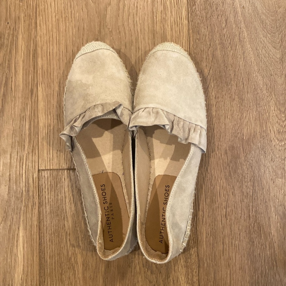 Slip on shoes , tan, suede, and never worn